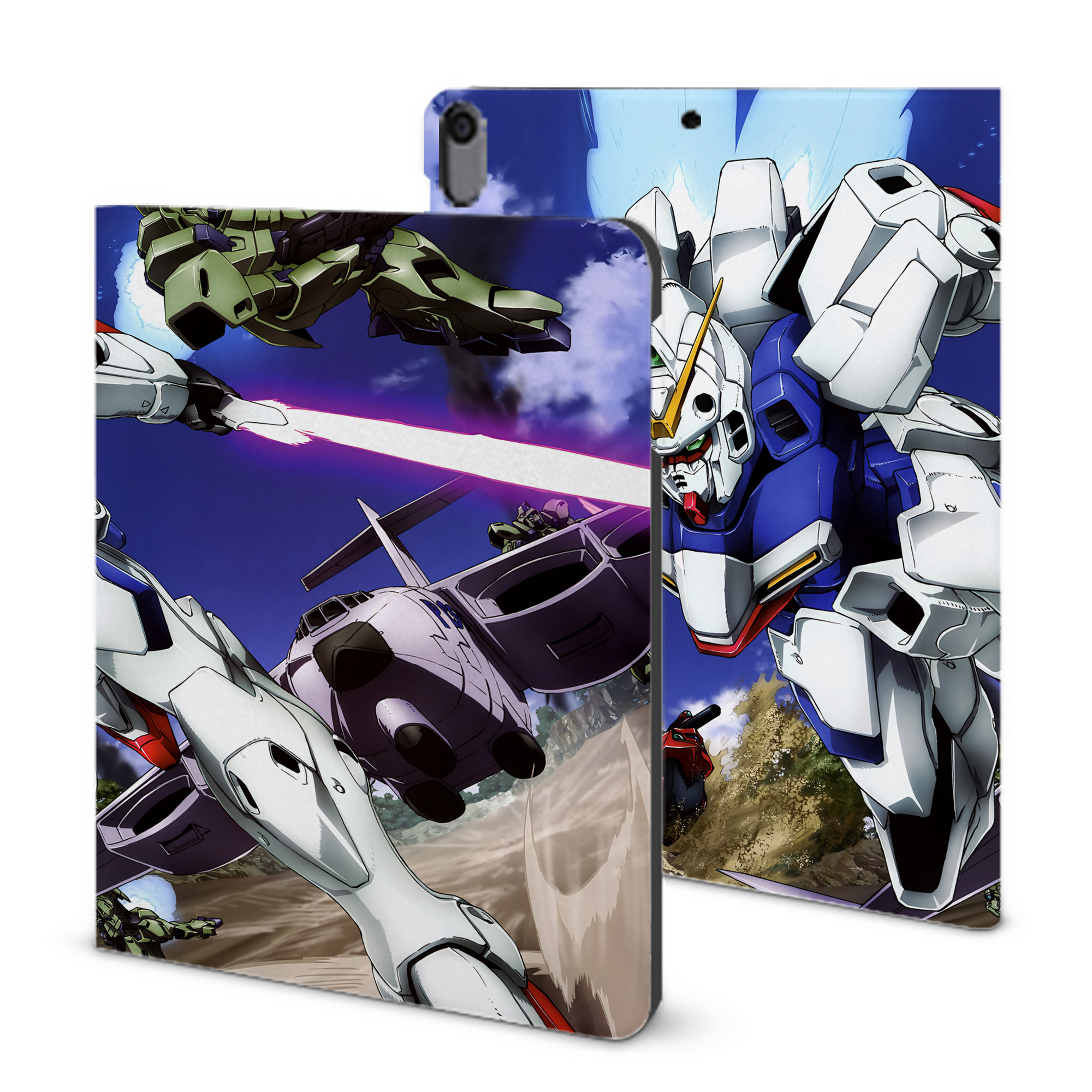 （画像用） 機動戦士ガンダム Mobile Suit Gundam IPad ケース ブック型 PUレザー TPU 耐衝撃 軽量 薄型 ペン収納なし 全面保護 IPad 各モデル対応